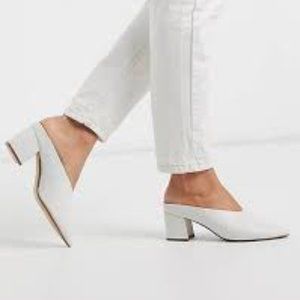 ALDO Asirari White Pointed Toe Heeled Mules